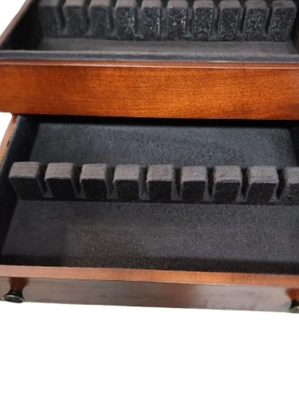 Vintage Wood Silverware Chest with Pacific Silvercloth Anti-Tarnish Lining